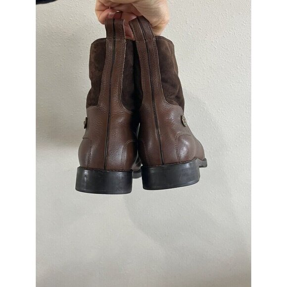 Cole Haan Women's Boot 9.5 Top Zip Up Brown Leather Sherpa Sheepskin - Picture 4 of 7